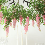 55inch Artificial Silk Wisteria Vine Round Hanging Canopy Pink & Dusty Rose, Draping Garland Flower