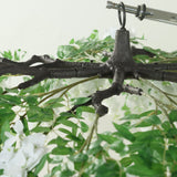 55" White Artificial Silk Wisteria Vine Round Hanging Canopy, Draping Garland Flower Chandelier With Interchangeable Branches