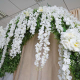 42inches White Artificial Silk Hanging Wisteria Flower Garland Vines