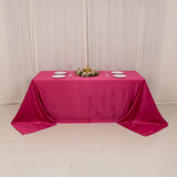 90x132inch Fuchsia Seamless Lamour Satin Rectangle Tablecloth for 6 Foot Table