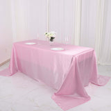 90x132Inch Pink Satin Seamless Rectangular Tablecloth