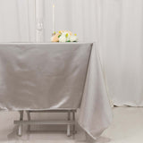 70" Shimmer Silver Premium Scuba Square Tablecloth, Wrinkle Free Polyester Tablecloth