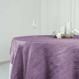 90x90inches Accordion Crinkle Taffeta Table Overlay - Violet Amethyst