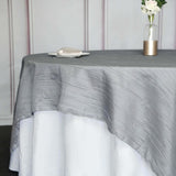 90 inch x 90inch Accordion Crinkle Taffeta Table Overlay - Silver