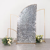 7ft Silver Double Sided Big Payette Sequin Chiara Wedding Arch Cover For Half Moon Backdrop Stand