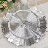 6 Pack | 13inch Silver Sunray Acrylic Plastic Charger Plates Disposable Serving Trays
