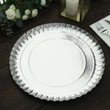 13Inch Heavy Duty Paper Charger Plates, Disposable Serving Tray Round With Scalloped Rims