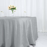 132inch Silver Accordion Crinkle Taffeta Seamless Round Tablecloth