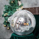 16inches Large Silver Foam Disco Mirror Ball With Hanging Swivel Ring, Holiday Party Decor