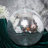 16inches Large Silver Foam Disco Mirror Ball With Hanging Swivel Ring, Holiday Party Decor