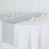 12x108 Silver Linen Table Runner, Slubby Textured Wrinkle Resistant Table Runner