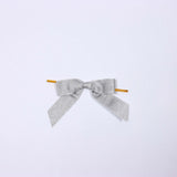 50 Pcs 4inch Silver Nylon Pre Tied Ribbon Bows For Gift Basket Party Favor Bags Decor Glitter Design