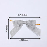 50 Pcs 4inch Silver Nylon Pre Tied Ribbon Bows For Gift Basket Party Favor Bags Decor Glitter Design