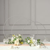 28Inch Silver Metal Round Hoop Wedding Centerpiece, Self Standing Table Floral Wreath Frame