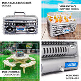 Silver Inflatable Boom Box Ice Beverage Cooler, 80's Themed Ice Box