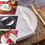 6 Pack | 15inch Silver Metallic String Woven Placemats, Round Table Mats