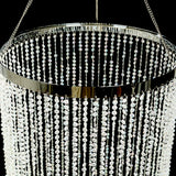 14ft Hanging Beaded Crystal Column Chandelier, Tall Beads Curtain Round 