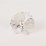 4 Pack Silver Metal Jasmine Flower Napkin Holders with Pearl Center, Decorative Floral Napkin