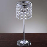 12inch Silver Crystal Beaded Chandelier Votive Pillar Candle Holder, Metal Tealight Candle Stand