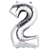 35inch Metallic Silver Mylar Foil Helium/Air Number and Letter Balloons