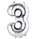 35inch Metallic Silver Mylar Foil Helium/Air Number and Letter Balloons