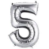 35inch Metallic Silver Mylar Foil Helium/Air Number and Letter Balloons