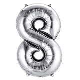 35inch Metallic Silver Mylar Foil Helium/Air Number and Letter Balloons