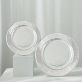 25 Pack | Metallic Silver Sunray 10inch Serving Dinner Paper Plates, Disposable Party Plates