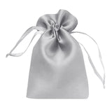 Silver satin drawstring gift bag #whtbkgd