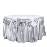 14ft Silver Pleated Satin Double Drape Table Skirt