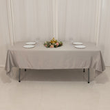 60"x102" Silver Lamour Satin Rectangle Tablecloth