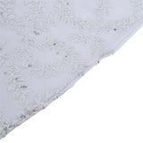 72"x72" Silver Sequin Leaf Embroidered Tulle Table Overlay, Square Sheer Table Topper