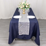 12x108inch Silver Wave Mesh Table Runner With Embroidered Sequins