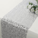 Metallic Silver Sequin Mesh Polyester Table Runner - 11x108inch