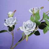 2 Stems | 38inch Tall Silver Artificial Silk Rose Flower Bouquet Bushes