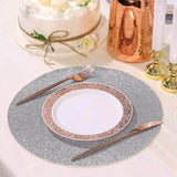 6 Pack | Silver Sparkle Placemats, Non Slip Decorative Round Glitter Table Mat