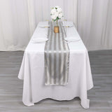 12x108inch Silver Satin Stripe Table Runner, Elegant Tablecloth Runner