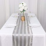 12x108inch Silver Satin Stripe Table Runner, Elegant Tablecloth Runner