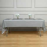 Silver Rectangle Plastic Table Cover, 54inchx108inch PVC Disposable Tablecloth