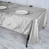 60"x102" Silver Premium Velvet Rectangle Tablecloth, Reusable Linen