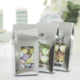 25 Pack | Silver Tote With Window Party Favor Candy Gift Boxes 2.75inch X 1.5inch X 6inch