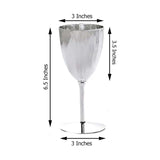 6 Pack | Silver 8oz Plastic Wine Glasses, Disposable Wine Goblets