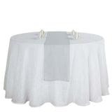 12"x108" Silver Linen Table Runner, Slubby Textured Wrinkle Resistant Table Runner