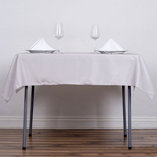 Elevate Your Event with the Silver Square Seamless Polyester Tablecloth
