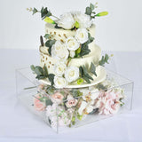 Clear Acrylic Cake Box Stand, Transparent Display Box Pedestal Riser with Hollow Bottom