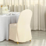 10 Pack Beige Polyester Banquet Chair Covers, Reusable Stain Resistant Slip On Chair Covers