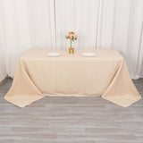 90x132inch Beige Seamless Premium Polyester Rectangular Tablecloth - 200GSM