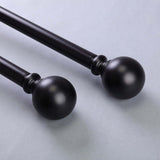 42-126inch Adjustable Curtain Rod Sets, Black, Round Finials