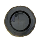 10 Pack | 9inch Black / Gold Scalloped Rim Disposable Dinner Plates#whtbkgd