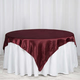 72" x 72" Burgundy Satin Square Tablecloth Overlay